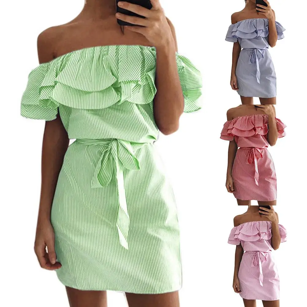 Женское пикантное однотонное облегающее мини платье в полоску с открытыми