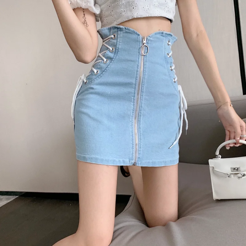 

Real Shot Cost-Effective Fashion Side Lace-up Zipper Skirt