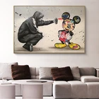 Граффити Бэнкси, Картина на холсте с изображением Микки Мауса, Декоративные плакаты и принты для детской комнаты, настенная живопись, фигурка мыши