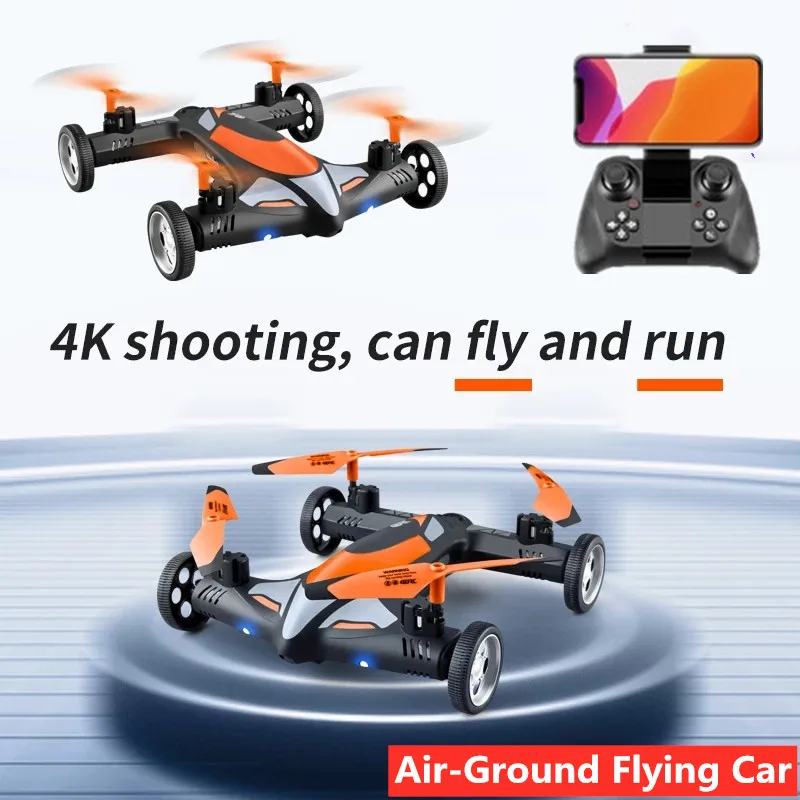 

Land & Air 2-in-1 2.4G RC Drone Air-Ground Flying Car With 4K HD Camera Phone Control RC Quadcopter with Night light Helicopter
