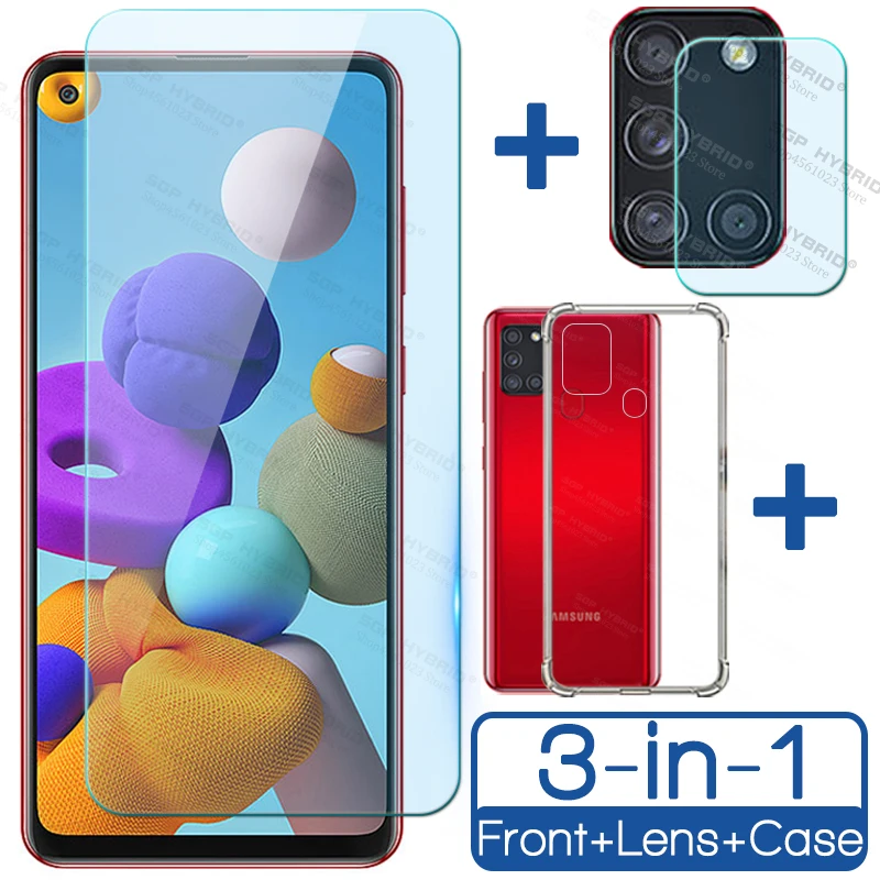 Прозрачный силиконовый чехол из ТПУ для Samsung Galaxy A21s закаленное стекло GalaxyA21s A21 s