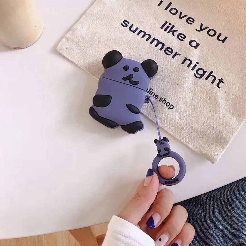 Bear A2 Для AirPods чехол 3D милый мультяшный медведь чехол для наушников для Airpods 2/i10/i11TWS ins стильный защитный чехол с кольцом на палец - Цвет: Bear A2
