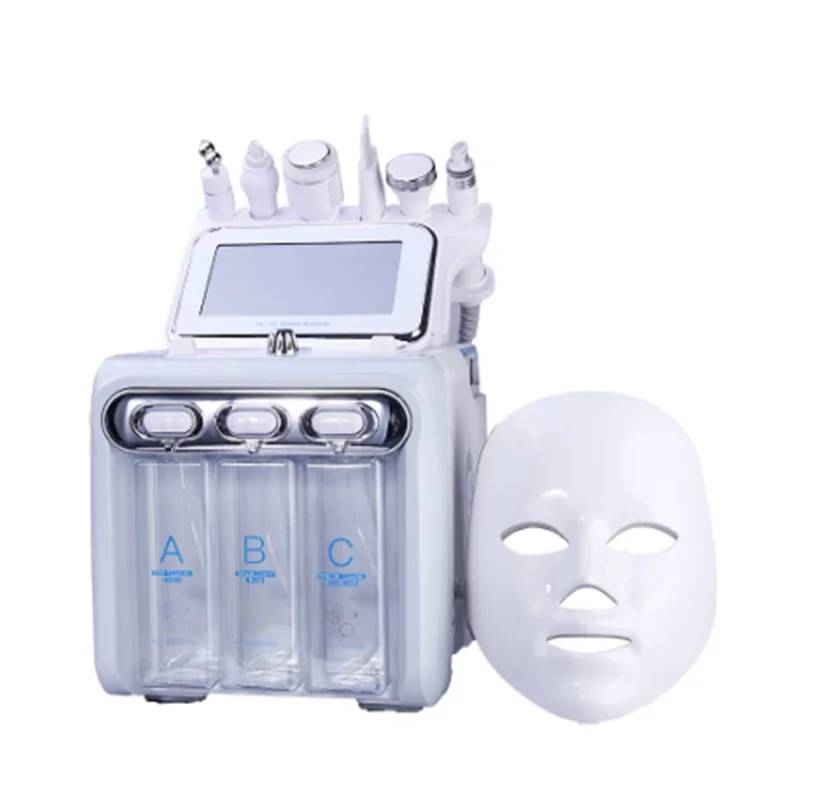 

New Arrival! Multifunction skin care device 7 in 1 anti aging small bubble H2O2 hydrogen oxygen jet beauty machine with Led Mask