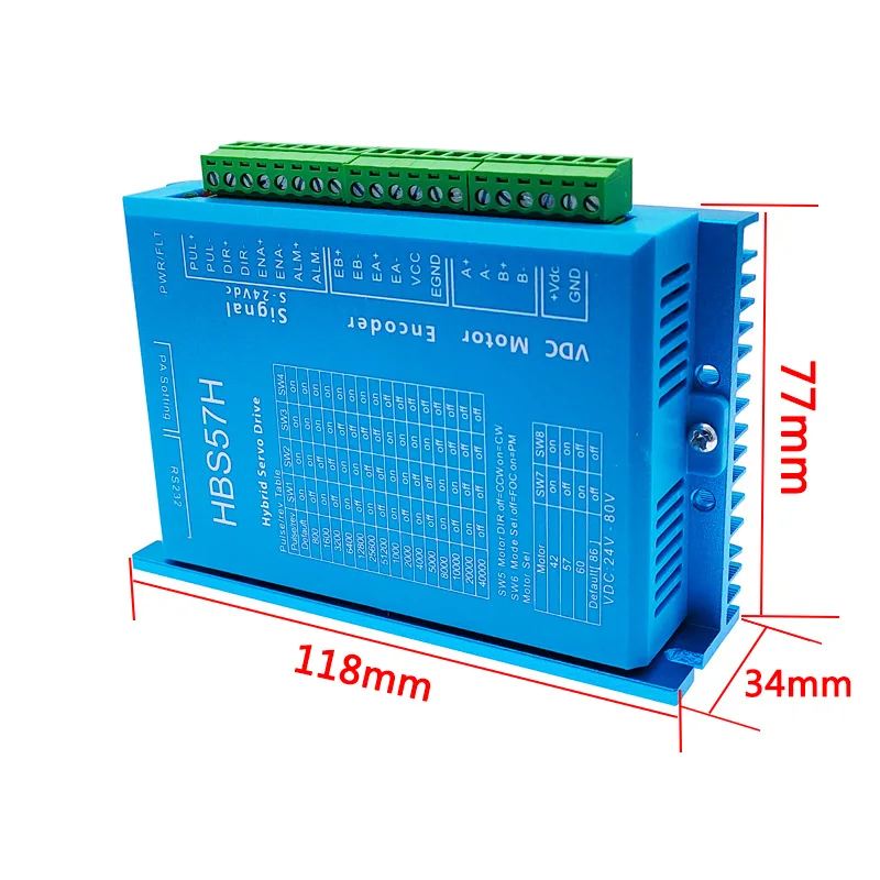 de Loop Fechado, Controlador de Passo, HBS57H, 24-80V DC, RS232