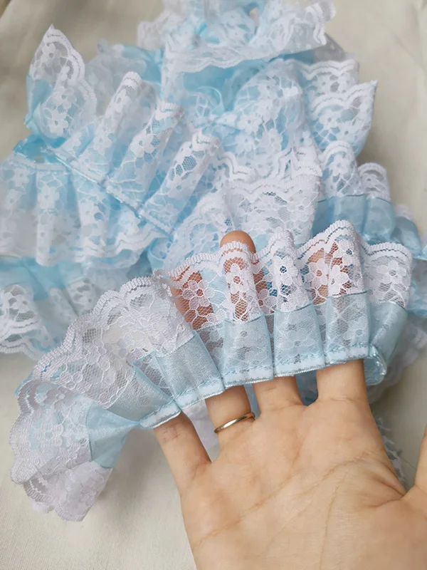 2 ярда белая и розовая двухслойная плиссированная кружевная юбка-баллон лента с