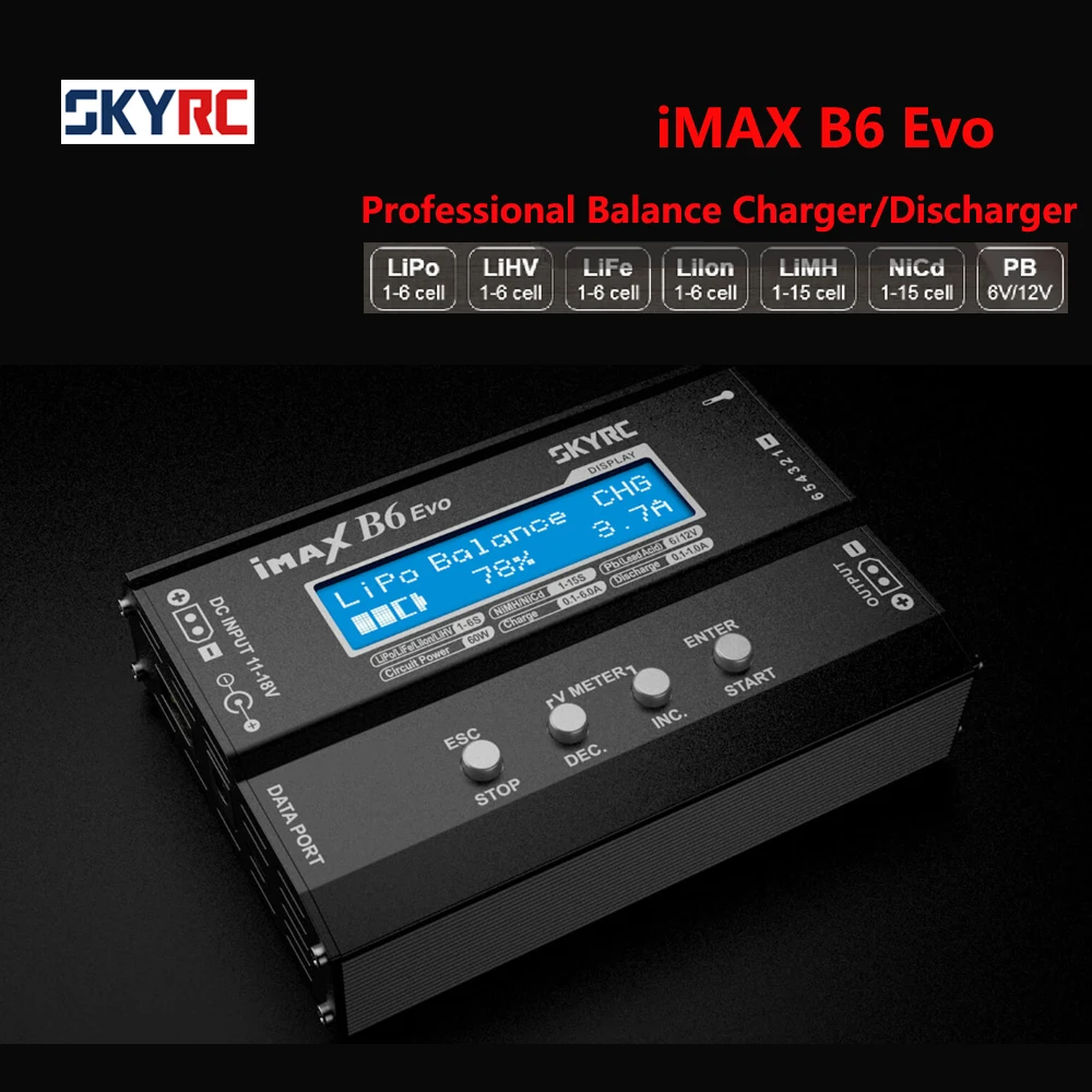 

Original SKYRC IMAX B6 EVO Balance Charger Discharger 6A For RC Helicopter Re-peak NiMH NiCD LiHV NiCd PB Li-ion Battery Charger