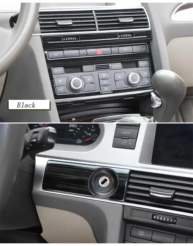 Car Styling For Audi A6 C5 C6 Dashboard Keyhole Decorative Frame Air Vents Panel Covers Carbon Fiber Stickers Trim Accessories