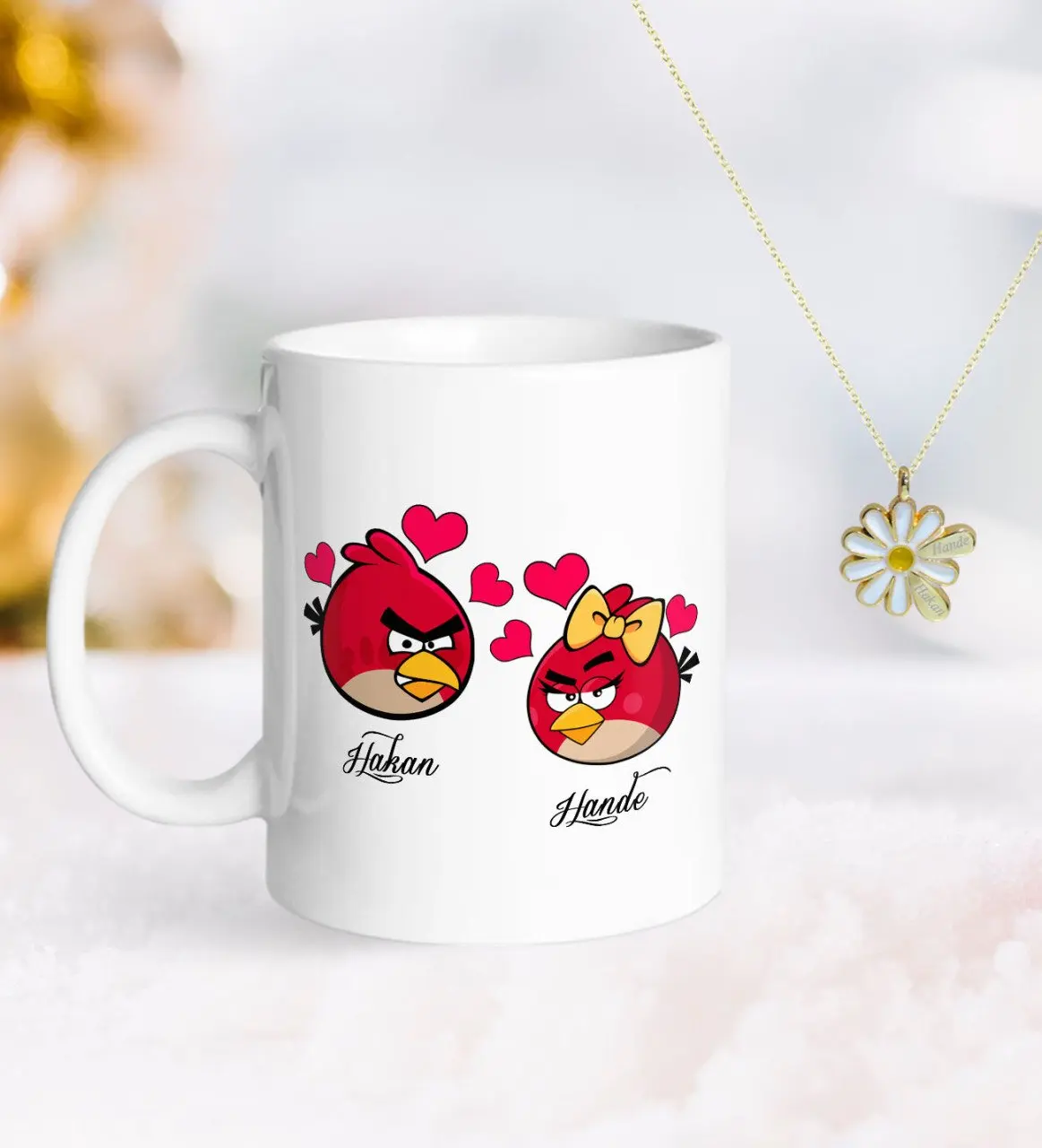 

Персонализированные ко Дню Святого Валентина кружка и двойной Дейзи Kolye-89