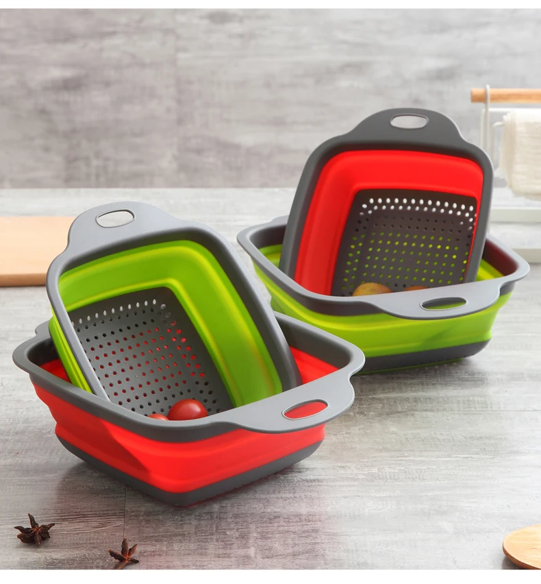 Набор из 2 предметов квадратные складные дуршлаги кухонная корзина для хранения