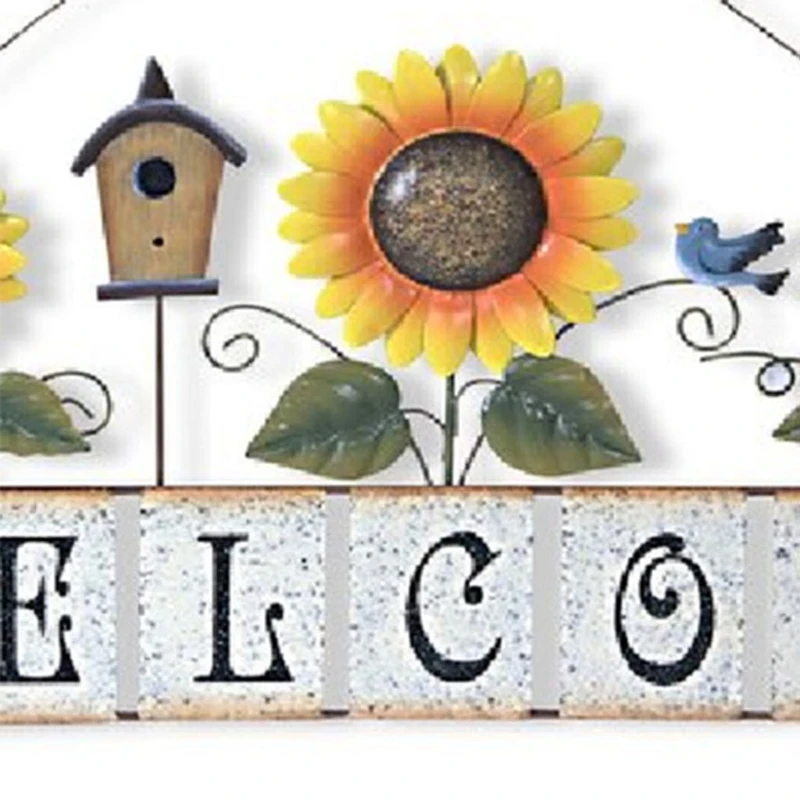 

Metal Sunflower Sign Front Door Decor Hanging Silhouette Garden Indoor Outdoor Lawn Yard Decoration 28GF