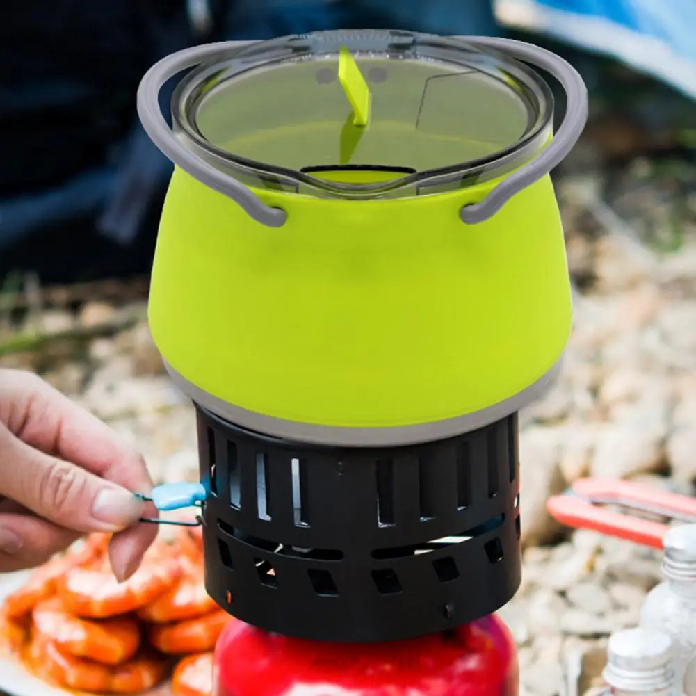 

Silicone Kettle Portable Folding Stainless Steel Bottom Water Boiler Pot Outdoor Hiking Cooker Water Boiling Teapots