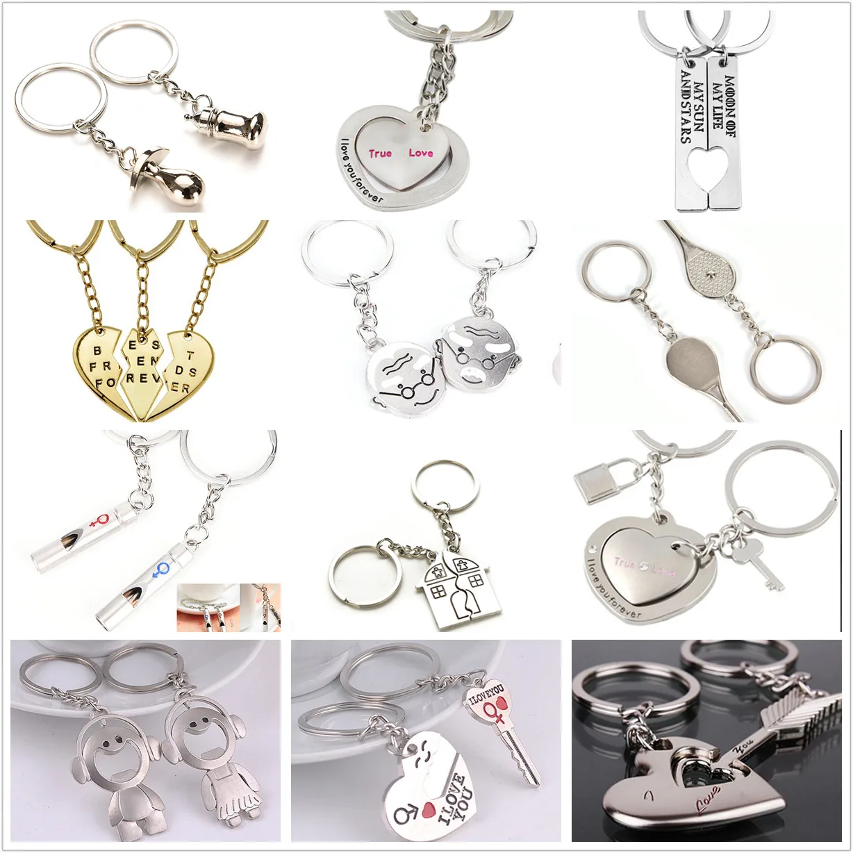 

2 Pcs/Set Puzzle Letter "You're My Person" Couple Keychain Lovers BBF Key Chain Holder Love Heart Best Friends Gift