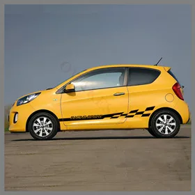 Углеродное волокно, Спортивная дверь, боковая юбка в полоску для KIA Picanto, утренний стиль автомобиля, украшение для тела, наклейка, авто аксессуары, виниловые наклейки