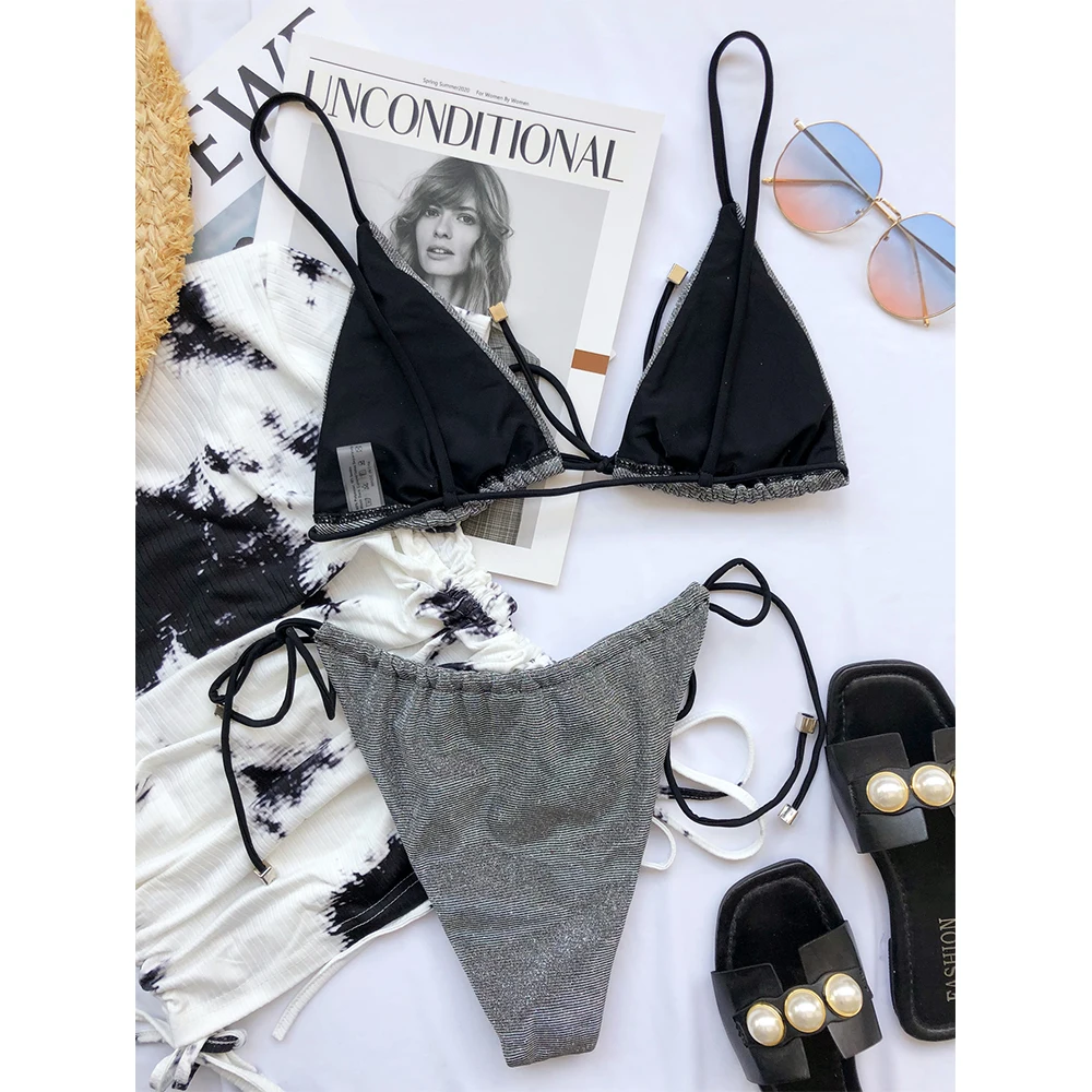 

Bling Flash Bikini 2021 Sexy Swimwear Women Push Up Swimsuit Female Bandage Bikini Set Brazilian Bather Bathing Suits Beach Wear