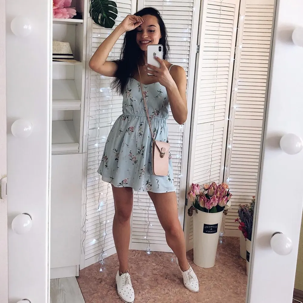 

New Women's Dress Sweet Summer Casual Fashion Bohemian Print Thin Strap Sleeveless Black Dress for Women