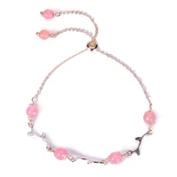 charm bohemia vintage fashion pink natural bead chain bracelet women natural stone bracelets anklet jewelry party gift wholesale