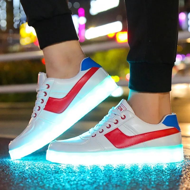 Large Size Children Casual Shoes With Lights USB Charge Luminous Sneakers for Kids Boys Glowing Led Shoes Girls Lighted Shoes - Цвет: 920-Red