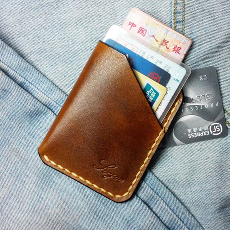 Минималистичный кошелек ручной работы из растительного дубления кожи мужской