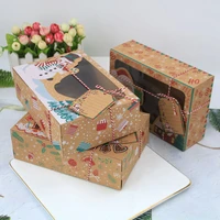 3pcspack christmas candy boxes with pvc clear window kraft paper gift box with ribbon wedding decor supplies