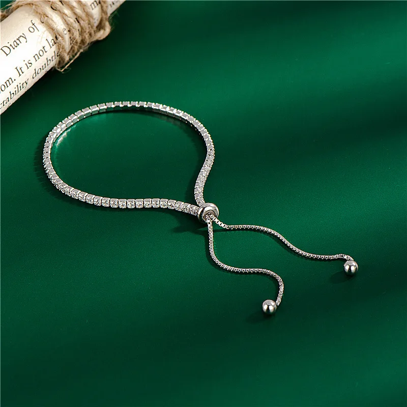 

SODROV 925 Sterling Silver Shiny Square Full Diamond Bracelets for Women Sterling Silver Charm Bracelets 925 Silver Jewelry