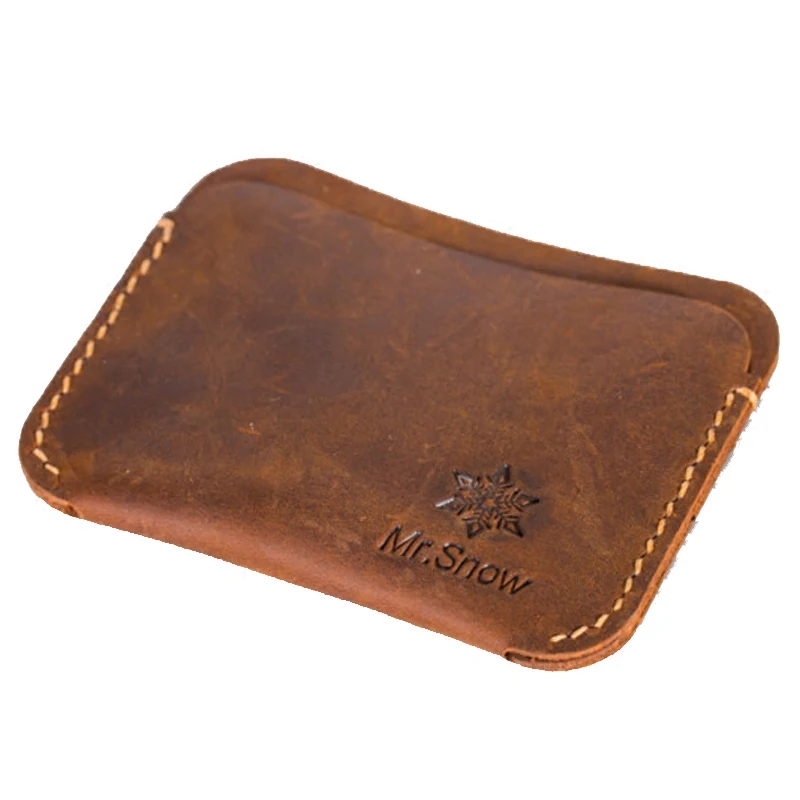 Тонкий кошелек ручной работы из держатель для карт натуральной коровьей кожи с