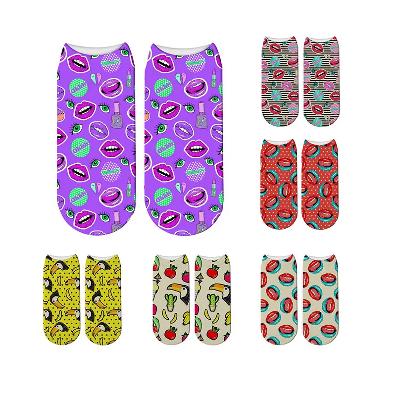 

New Hot Happy Crew Socks Women Funny Hip hop Cute Cartoon Banana Eyes Strawberry Print Fashion Fruit Harajuku Long Socks