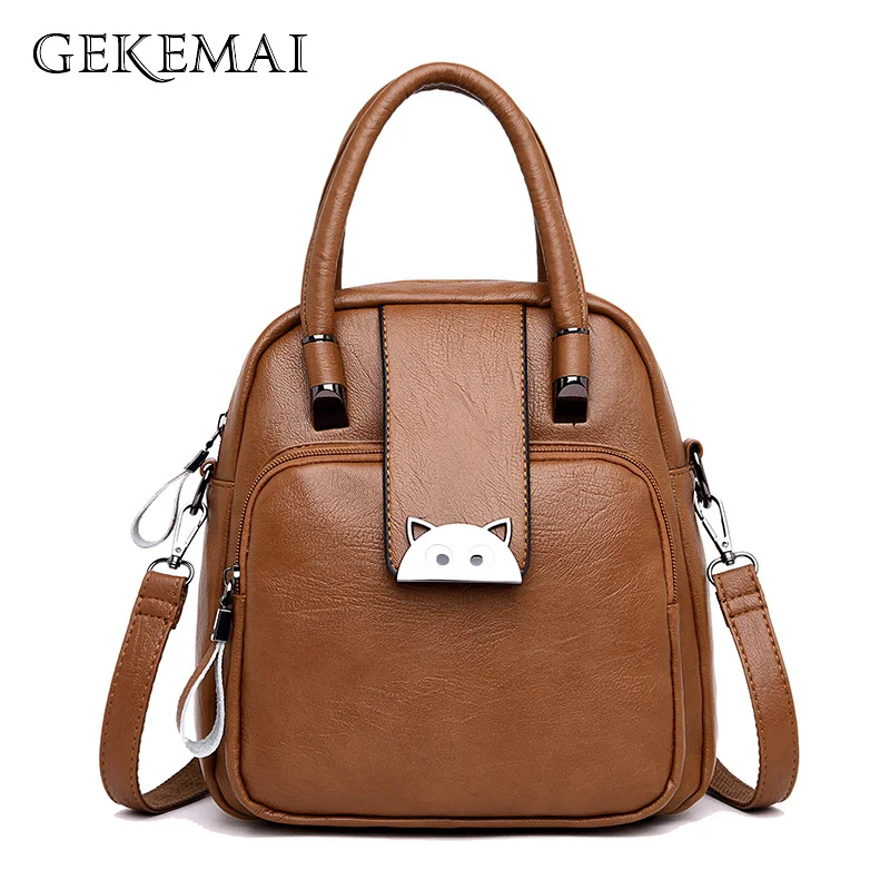 Женский металлический кожаный рюкзак женский рюкзак Mochila Feminina Повседневная многофункциональная женская сумка на плечо Sac A Dos дорожная сумка