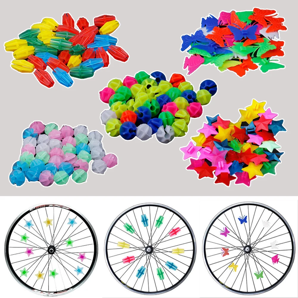36 шт. цветные пластиковые велосипедные колеса спицы звездочки украшения для
