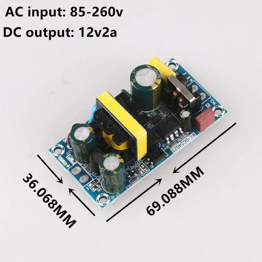 

AC-DC AC 100V-240V to DC 12V 2A Switching Power Supply Module Switch Overvoltage Overcurrent Short Circuit Protection