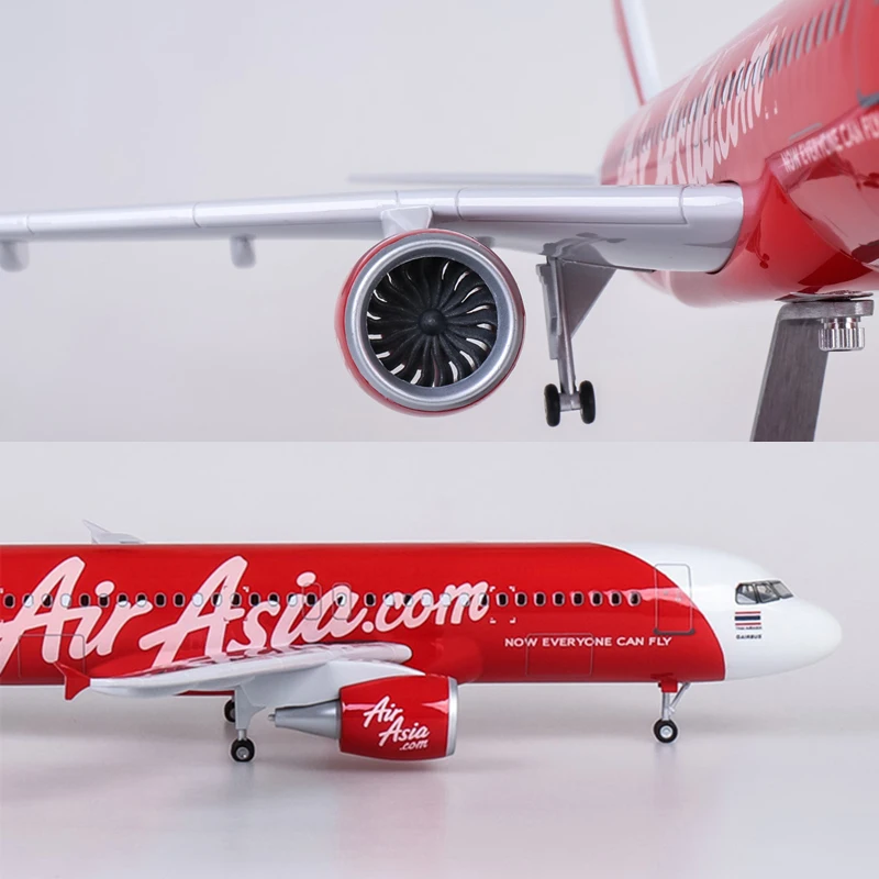 1/80 масштаб 47 см самолет Airbus A320 NEO воздушная Азия. Com модель самолета светодиодный свет и колесо шасси литье под давлением модель самолёта из смолы игрушка