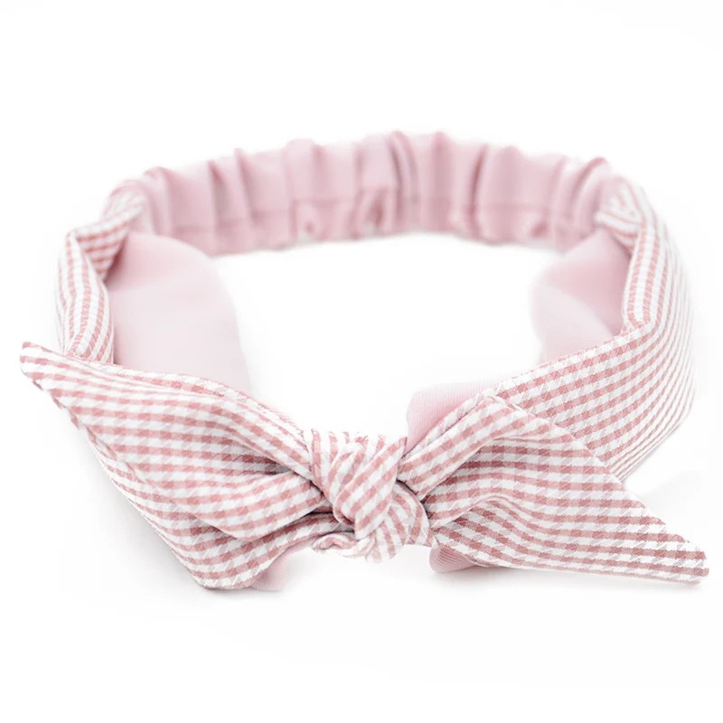 style 7 pink Одноцветный ободок с заячьими ушами для женщин, завязанный бантом, повязка для волос, женский эластичный ободок для волос с заячьими ушками, головной убор, аксессуары для волос - Цвет: style 7 pink