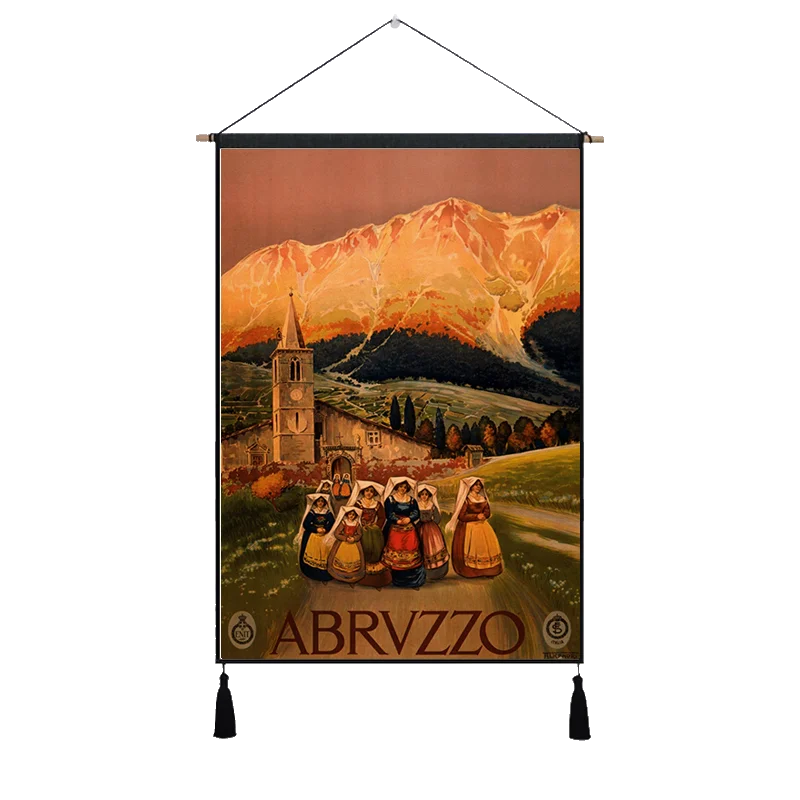 45X32cm Италия Капри путешествия Винтаж висячая ткань хлопок линия живопись плакат домашний Декор настенный гобелен подарок - Цвет: 45X32cm