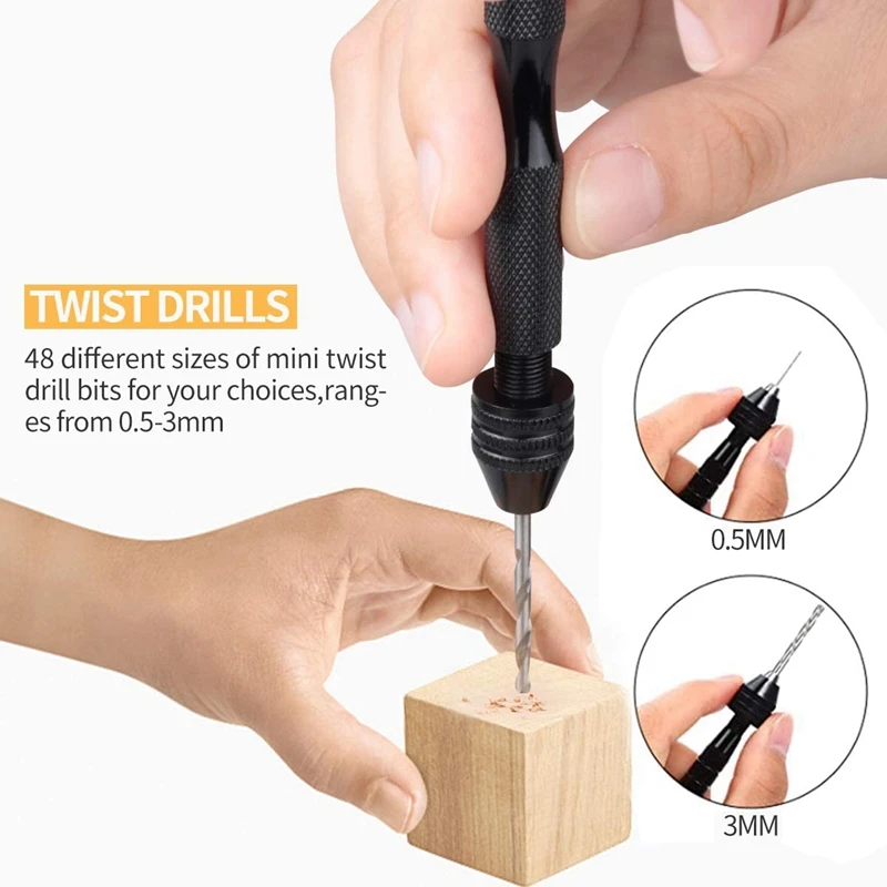 

Hand Drill Bits, 0.5-3.0mm Twist Drill Bits with Bench Vice Carving Clamp for DIY Jewelry Keychain Pendant Making Craft