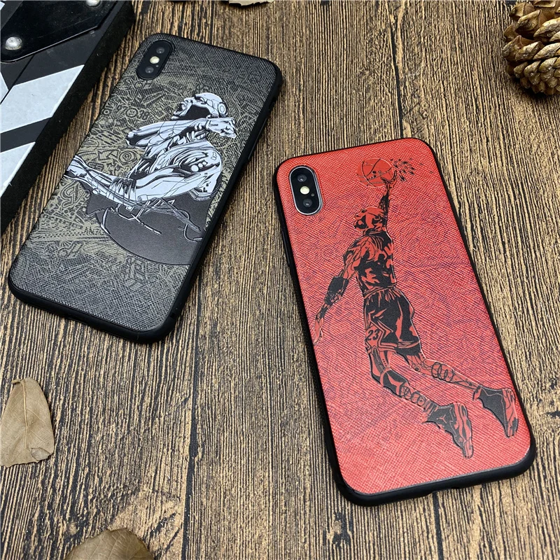 Basketball Star Flying Man Soft Case For Iphone 14 13 11 12 Pro X Xs Max Xr 8 7 Plus Se 2 Phone Cover Relief Sports Coque Fundas