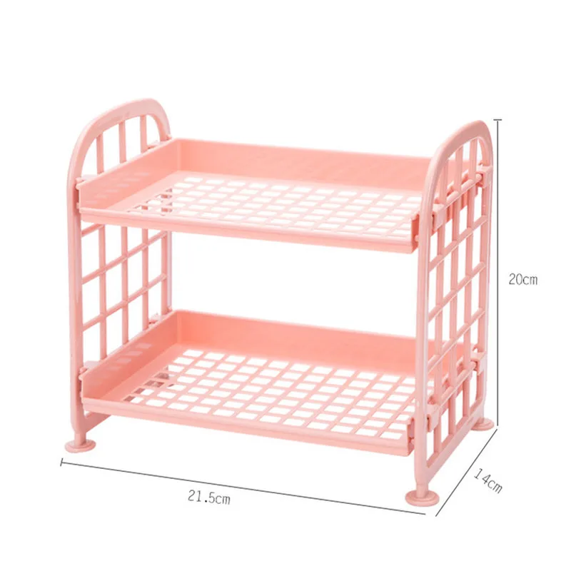 Пластиковый стеллаж для хранения аксессуары ванной комнаты 2 яруса отдельно