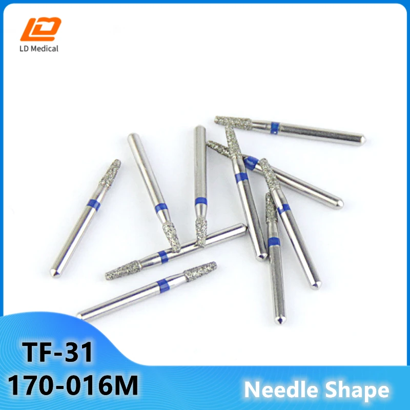 

20pcs Dental Dimond Burs TF-31 Blue Rings Medium Dental Grinding Tools 170-016M High Speed 1.6mm FG Shank Burs for Dentistry