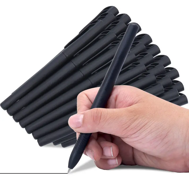 

12 шт. черная нейтральная ручка 0,5 мм цилиндрическая головка полностью игольчатая трубка углеродная на водной основе офисные канцелярские п...