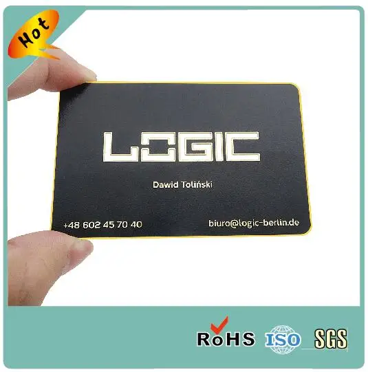 Etching with full gold color logo matte black business metal cards