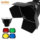 Godox BD-04 Barn Door Honeycomb Grid 4 color Filter + стандартный отражатель Bowens Mount для студийной вспышки