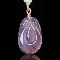 pink chalcedony water drop necklace pendant hand carved pink gemstone jewelry suitable for children and ladies