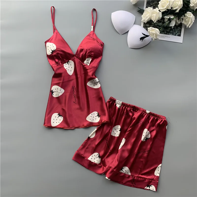 Пижама женская летняя шелковая с буквенным принтом | Женская одежда