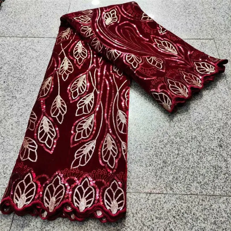 

New Arrival African Velvet Lace Fabric 2021 High Quality Sequins Lace Nigerian French Lace Fabrics For Wedding Sewing