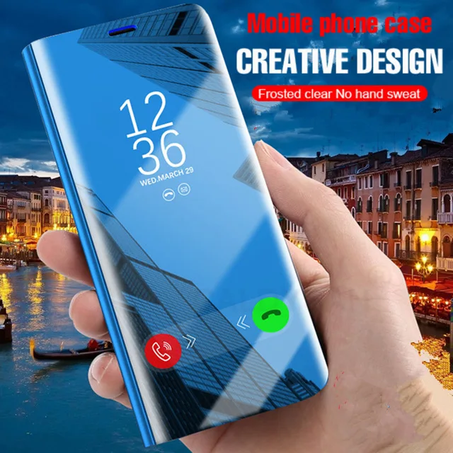 Для Samsung Galaxy A30 A50 A70 A7 2018 Note 8 9 S10 E S9 S8 S7 Edge Plus Smart Mirror Clear View Флип кожаный чехол для