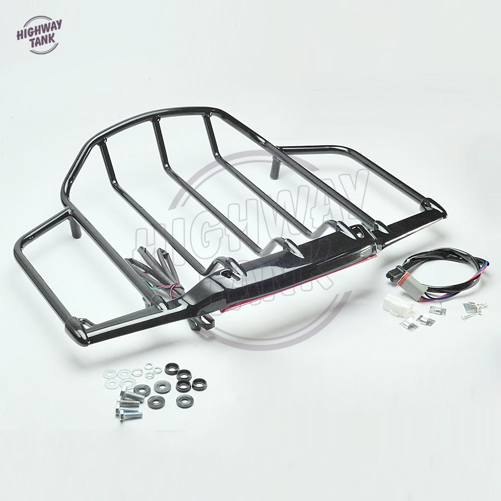 Черный чемодан для мотоцикла со светодиодным задним светильник задний