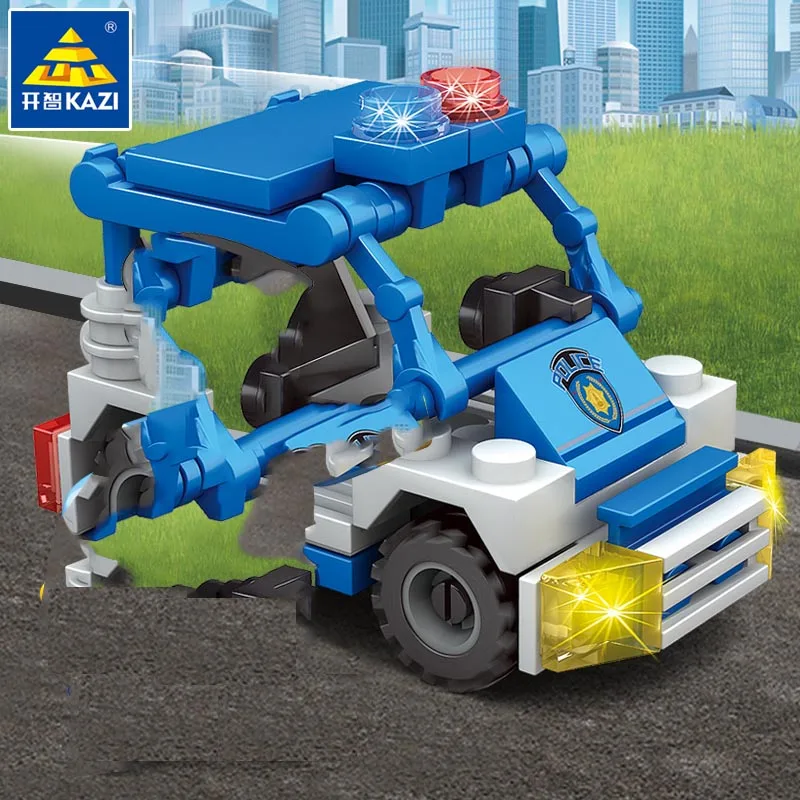 

City Police Patrol Action Figure building block sets Toy for children Assemble kits technology Educational kids diy boys Gift