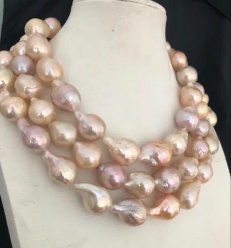 

Великолепное жемчужное ожерелье 13-16 мм из розового золота в стиле барокко, 48 дюймов