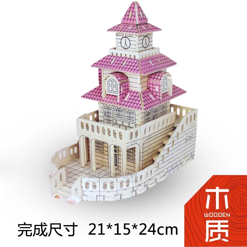candice guo! wooden toy 3D puzzle hand work DIY woodcraft assemble kit green dream house building birthday Christmas gift 1pc | Игрушки и