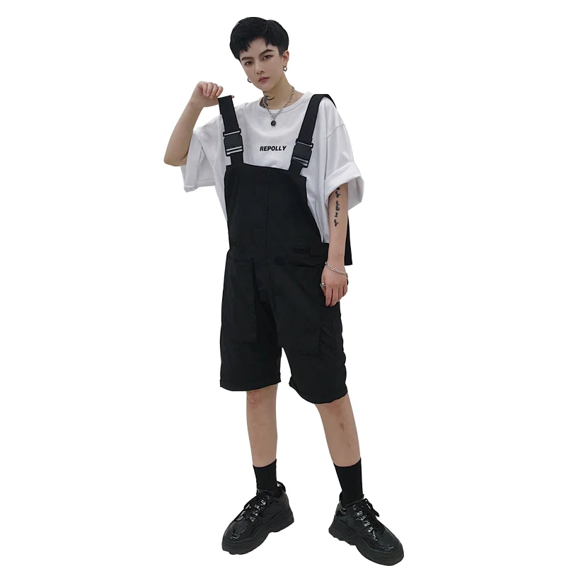 Для мужчин летние тонкие свободные Повседневное черный короткий комбинезон