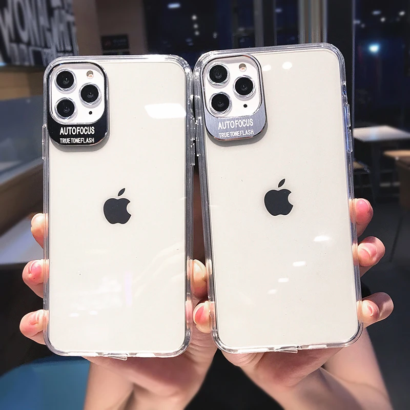 Металлические линзы буквы чехлы протектор для iPhone 11 XS Max XR XS 6 6S 7 8 Plus Полный корпус мягкий ТПУ прозрачный задняя крышка телефона