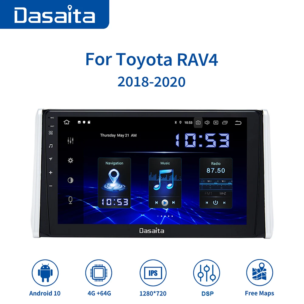 Магнитола Dasaita для Toyota автомагнитола с экраном 10 2 дюймов HD на Android 0 GPS DSP TDA7850 BT5.0 MAX10
